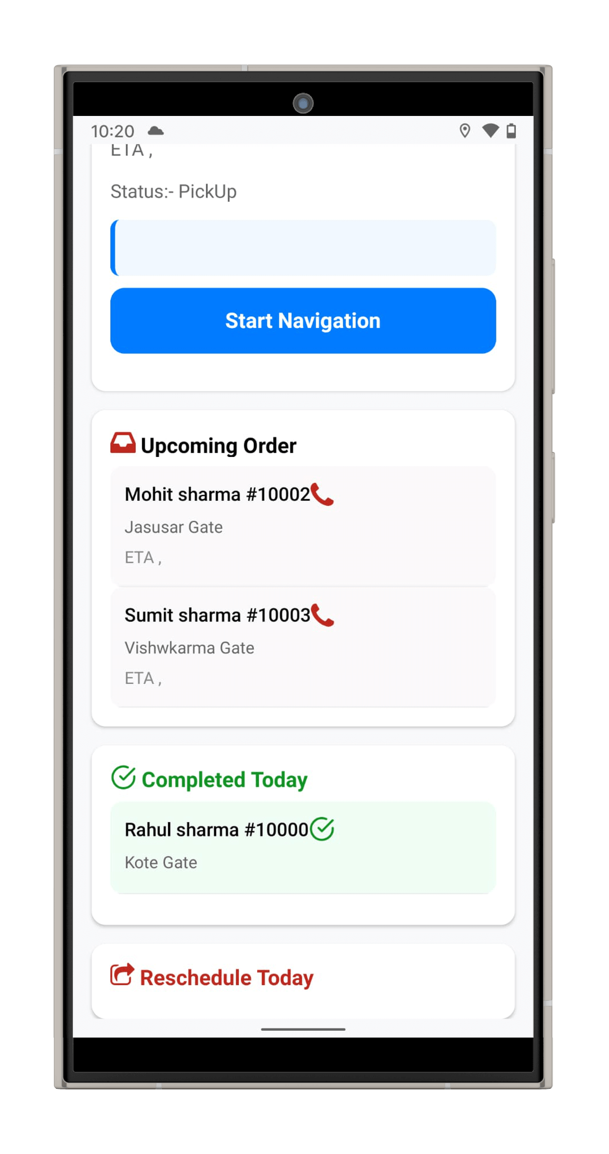 Earnings tracking screen