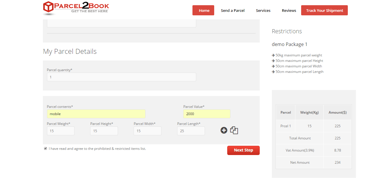 Parcel Delivery Booking Script