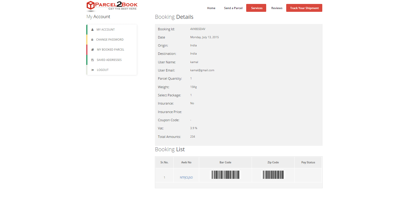 Parcel Delivery Booking Script